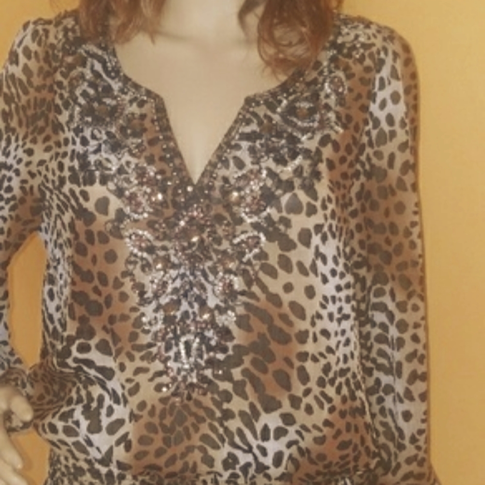 Embellished Leopard Print Tunic